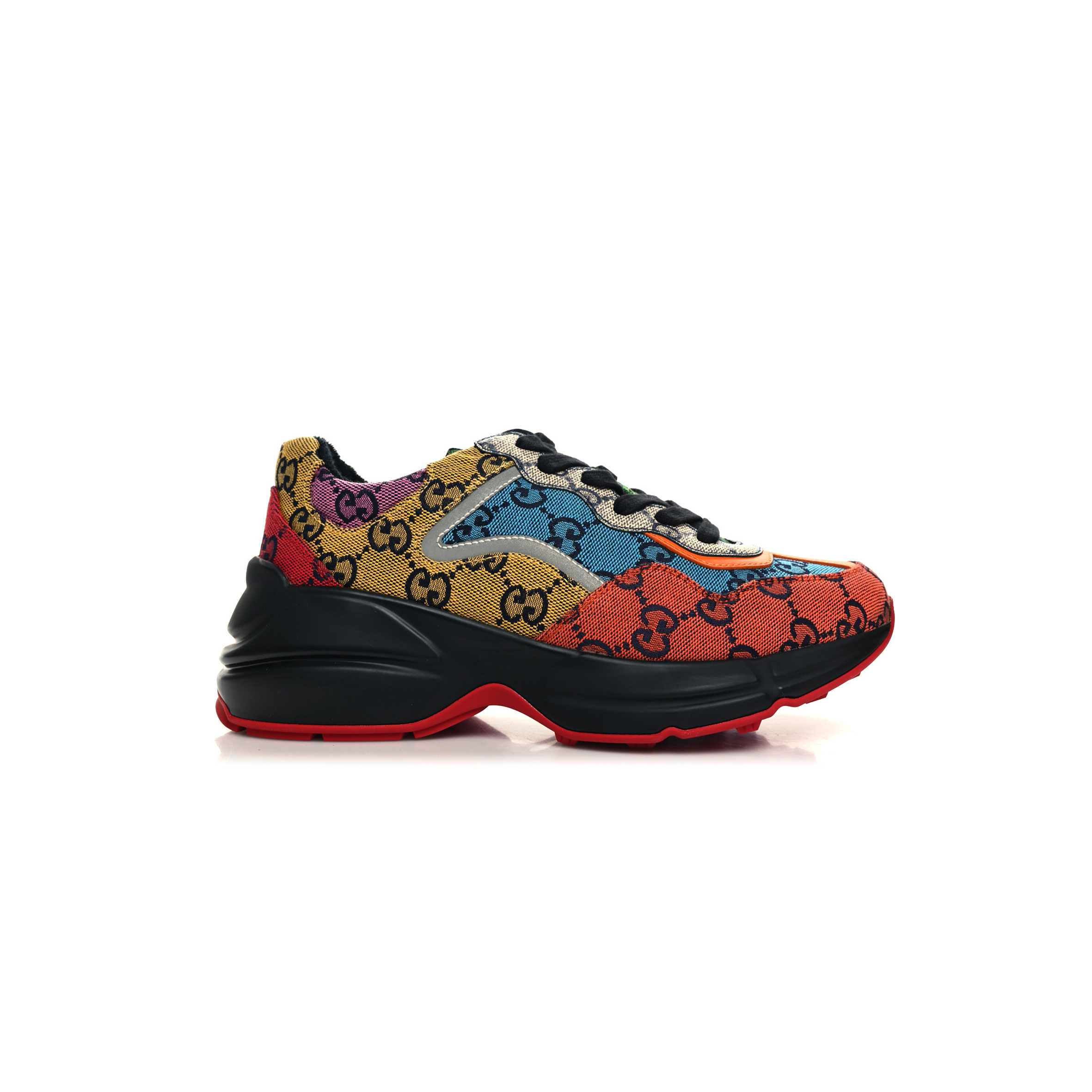 GUCCI MONOGRAM MULTICOLOR GG SUPREME MONOGRAM WOMENS RHYTON SNEAKERS 
